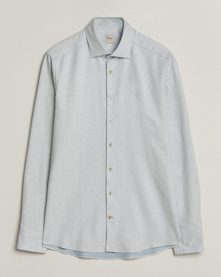 Stenströms Slimline Flannel Shirt Light Blue – Blå