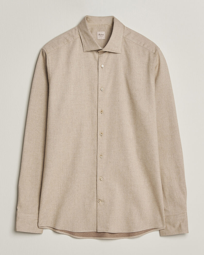 Stenströms Slimline Flannel Shirt Beige – Beige
