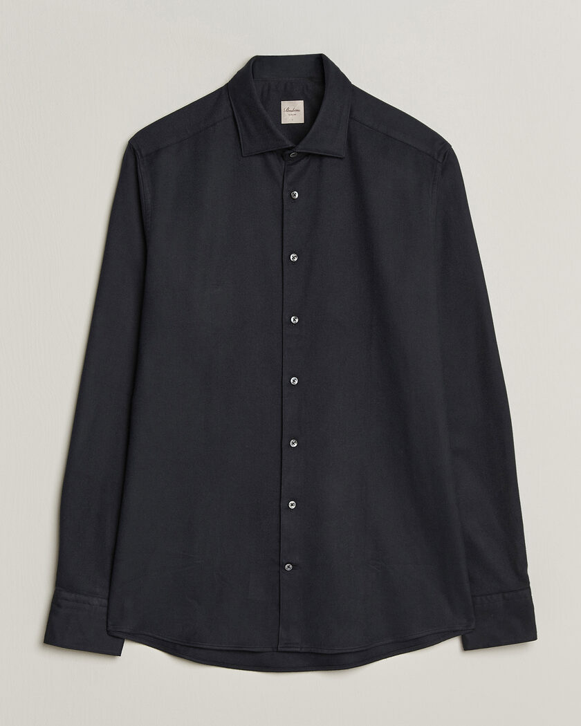 Stenströms Slimline Flannel Shirt Black – Svart