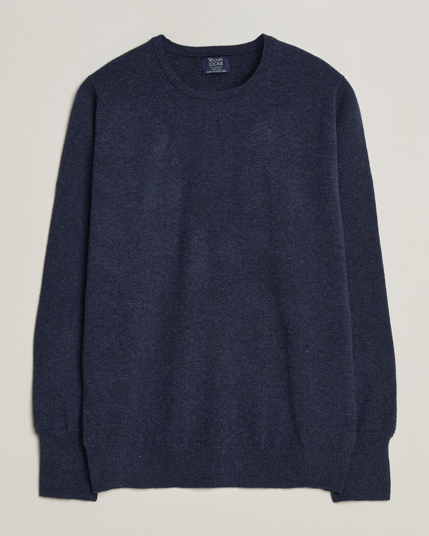 William Lockie Rob Lambswool Crewneck Astra – Blå