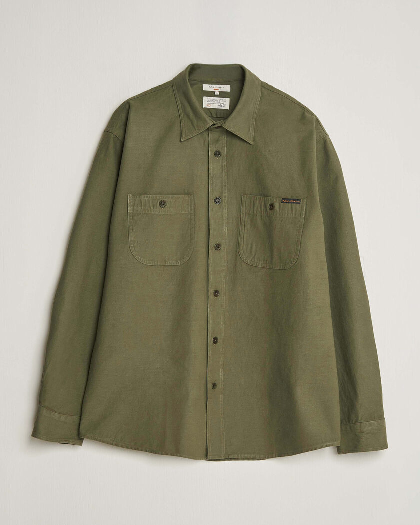 Nudie Jeans Julian Worker Shirt Olive Green – Grønn