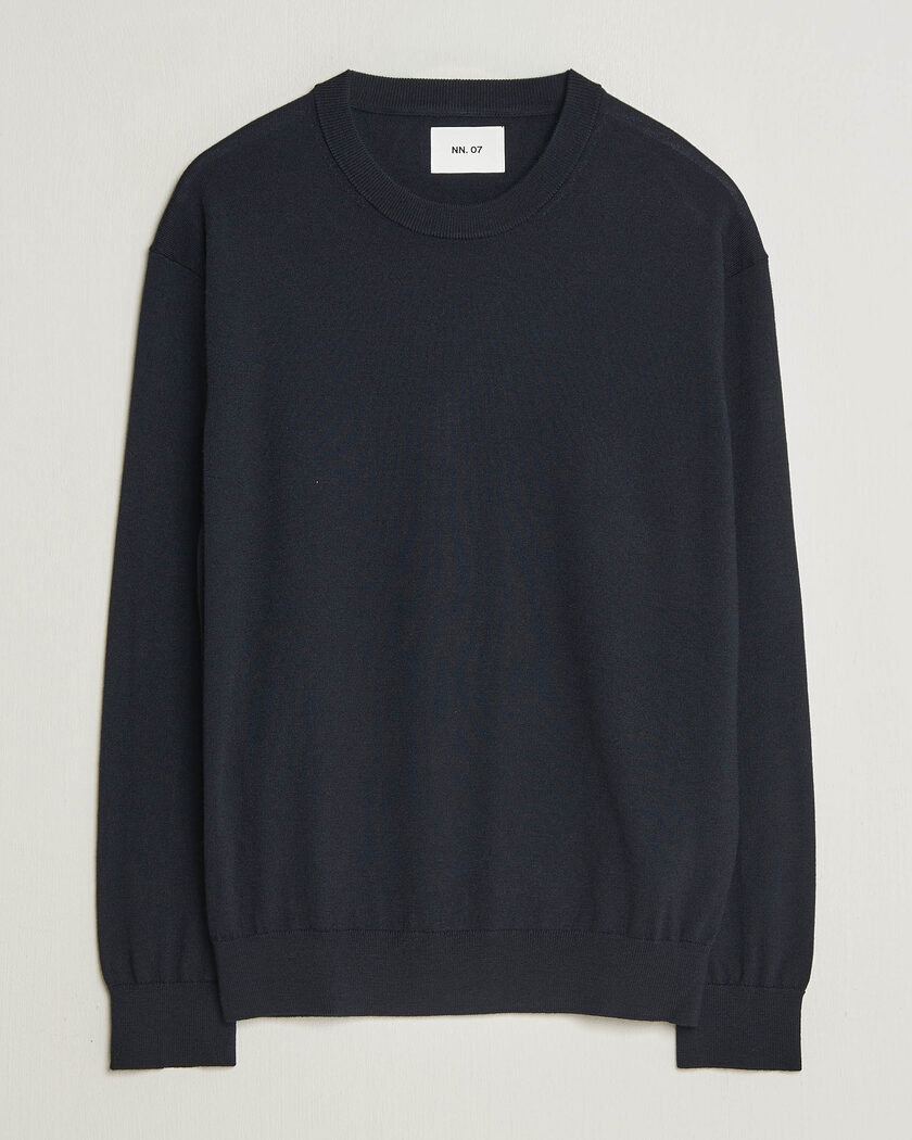 NN07 Nate Wool Knitted Crew Neck Deep Navy – Blå