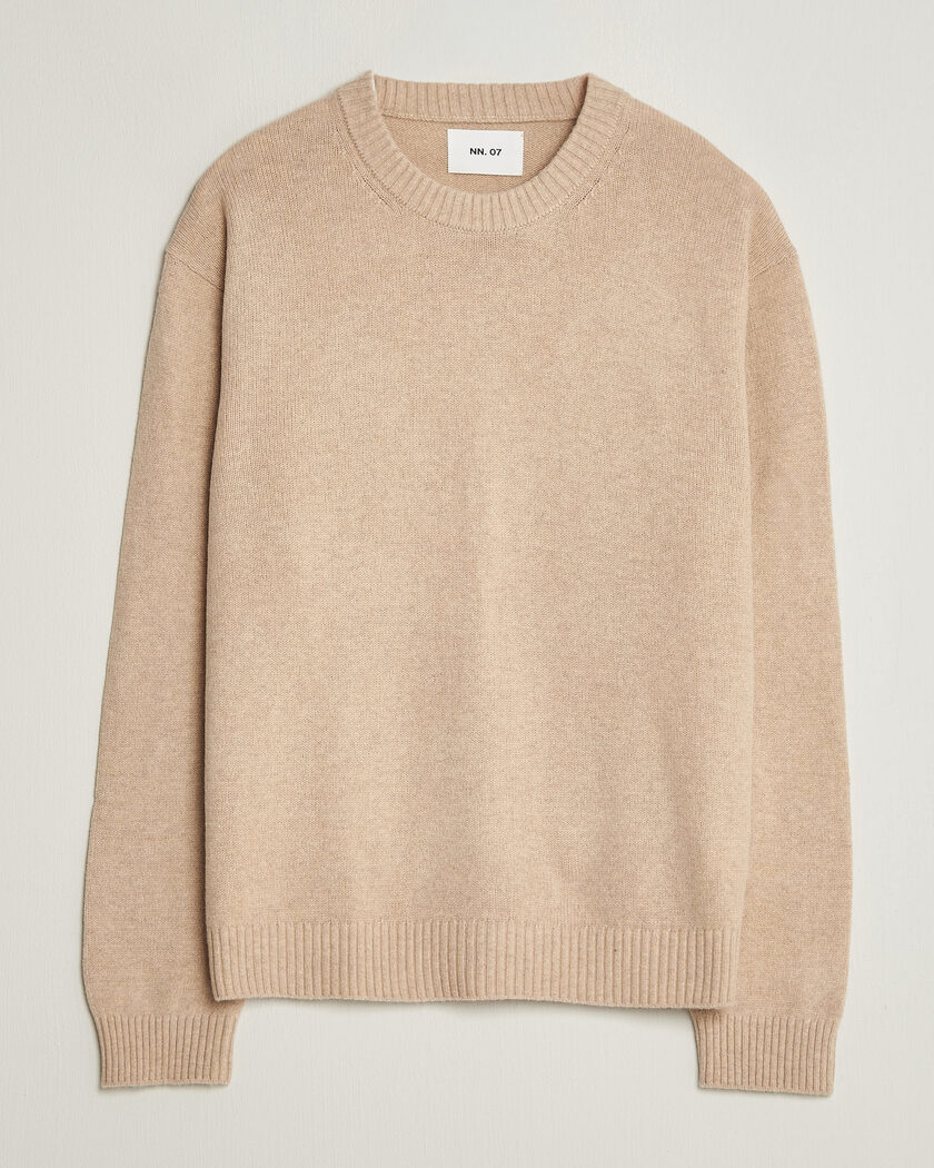 NN07 Russel Wool/Cotton Knitted Sweater Ecru – Hvit