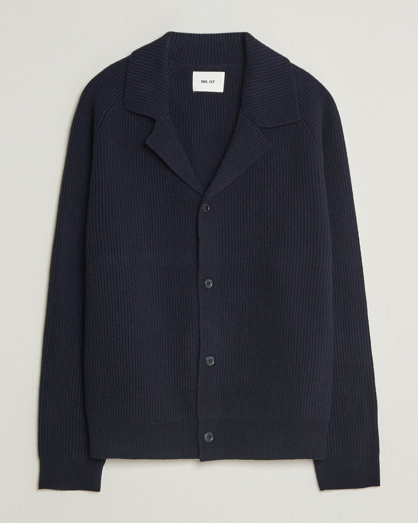 NN07 Shane Wool Knitted Cardigan Navy Blue – Blå