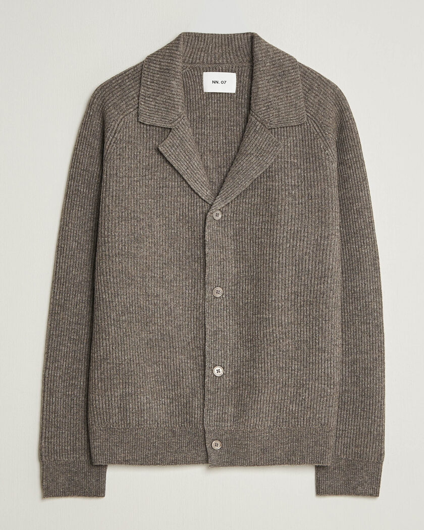  NN07 Shane Wool Knitted Cardigan Mable Husk – Brun