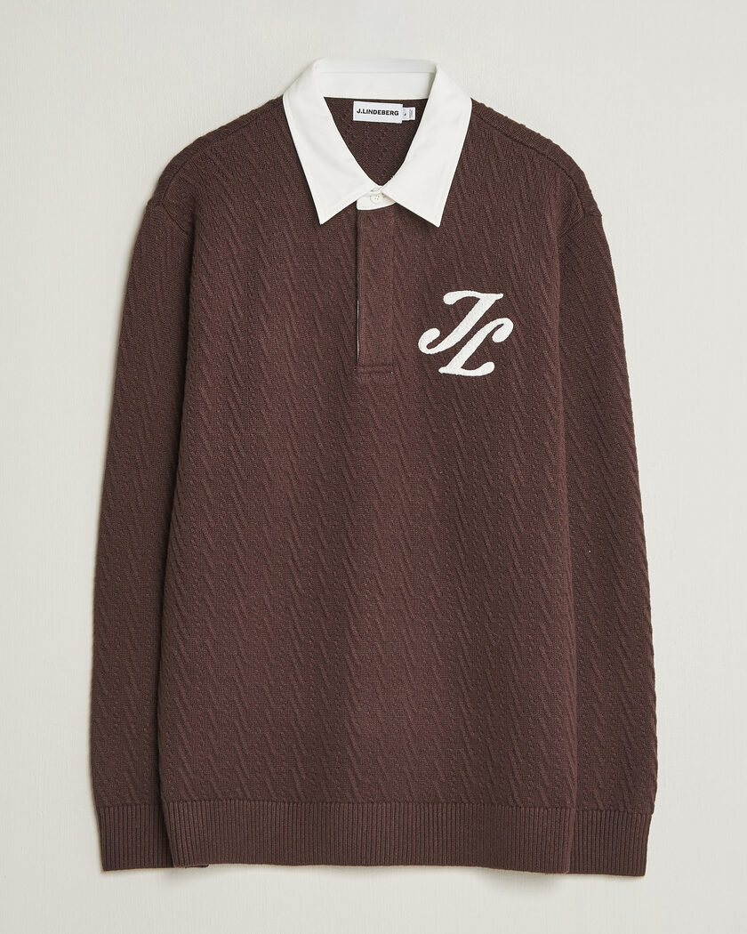 J.Lindeberg Johnny Knitted Rugby Seal Brown – Brun