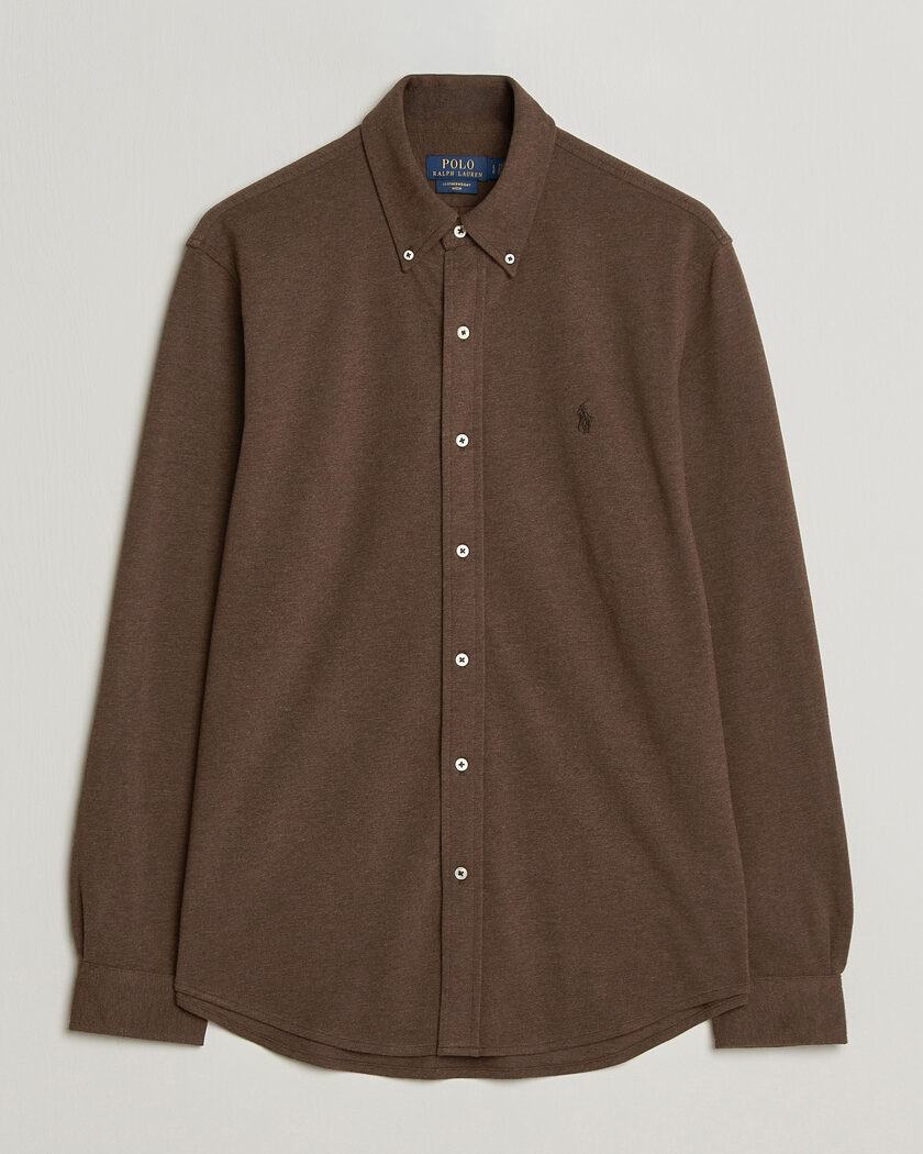 Polo Ralph Lauren Featherweight Mesh Shirt Nutmeg Brown Heather – Brun