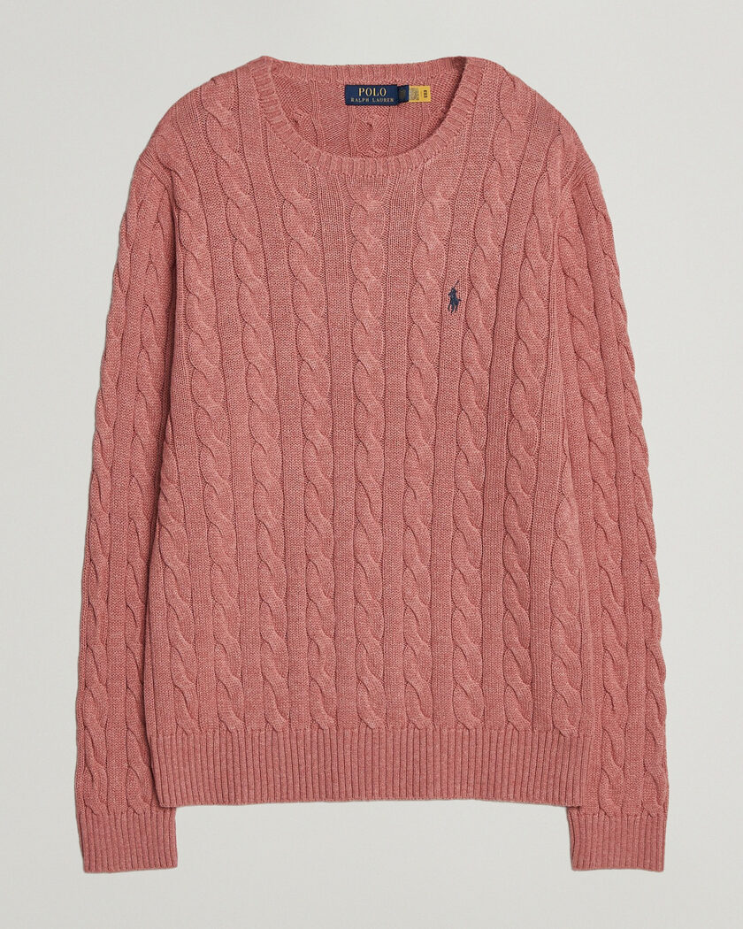 Polo Ralph Lauren Cotton Cable Pullover Faded Cranberry Heather – Rosa