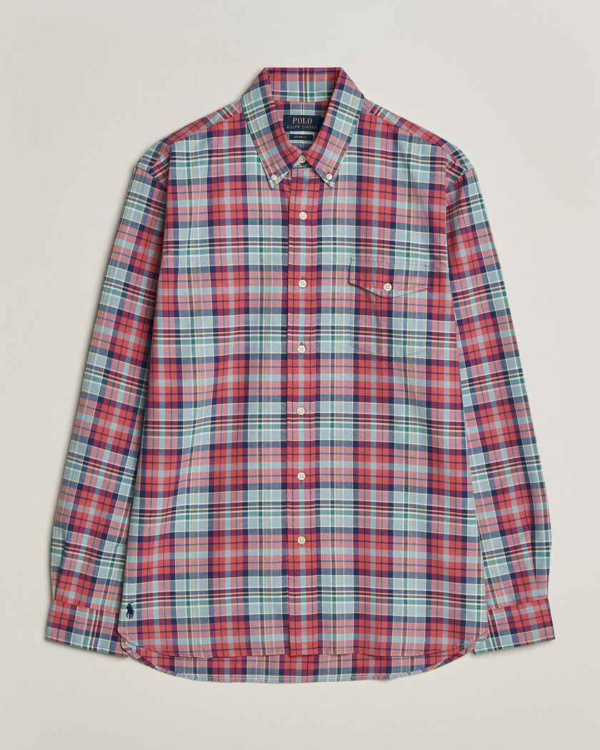 Polo Ralph Lauren Classic Fit Checked Oxford Sport Shirt Red Dusty Blue – Flerfarget
