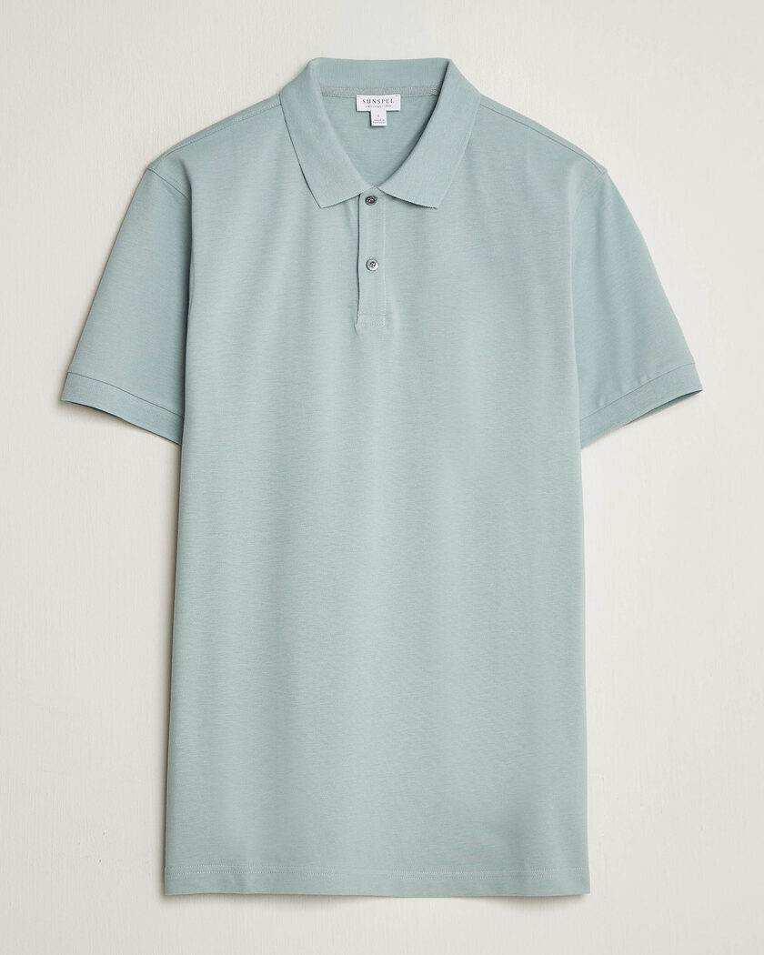 Sunspel Short Sleeve Pique Polo Light Green – Grønn