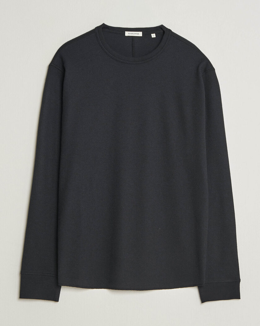 Sunflower Wool Waffle Long Sleeve T-Shirt Black – Svart