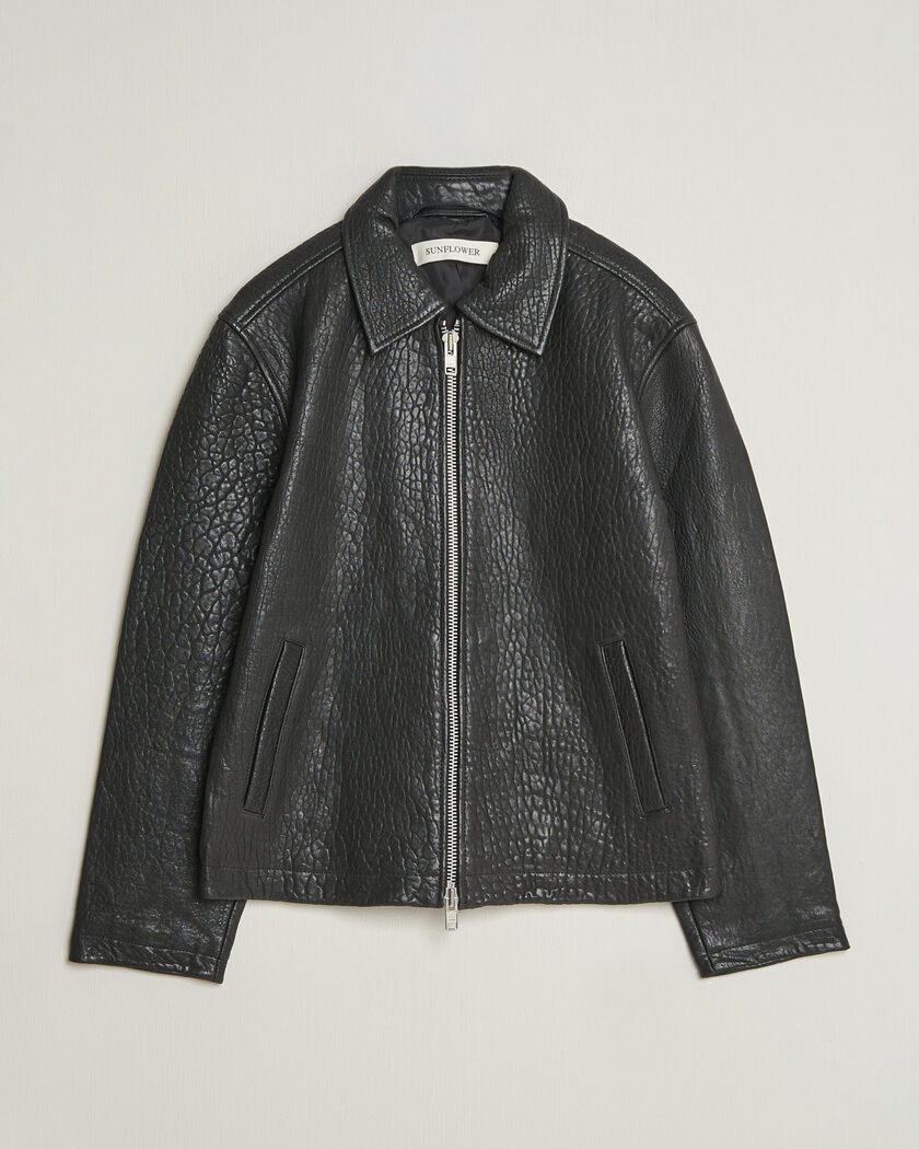 Sunflower Short Leather Jacket Black – Svart