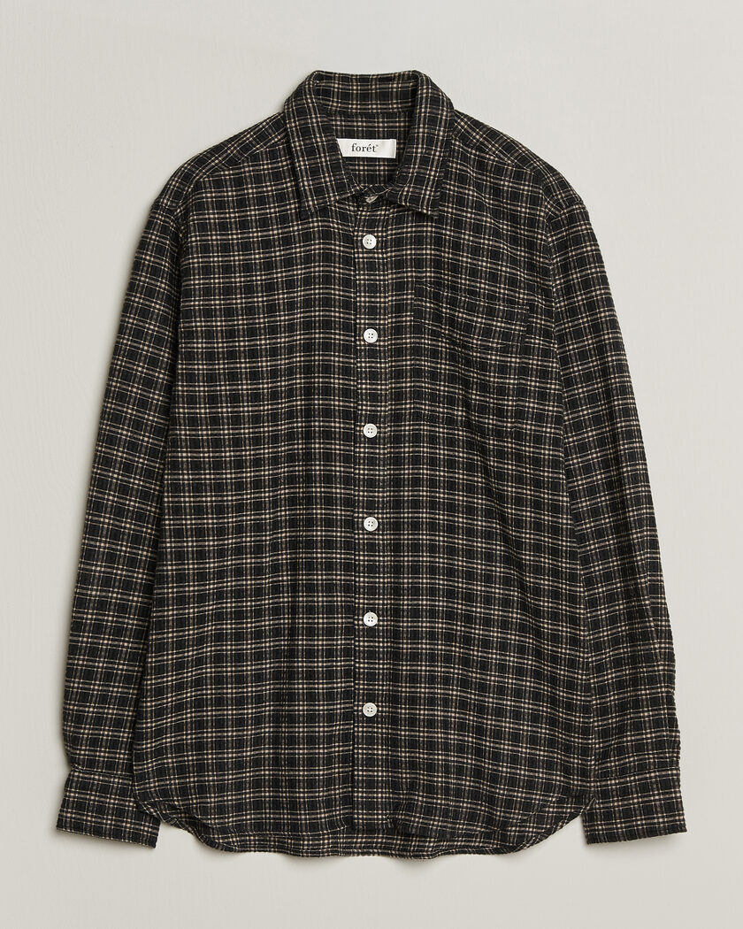 Forét Form Regular Fit Italian Check Shirt Black – Svart