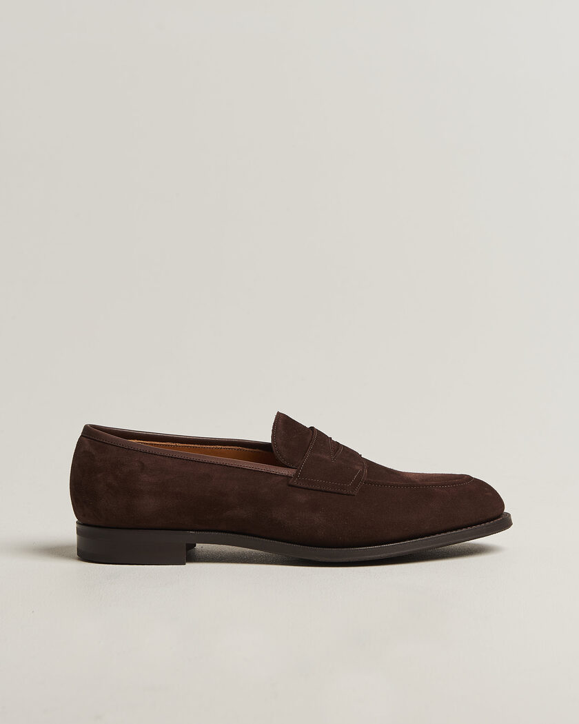 Edward Green Piccadilly Penny Loafer Mink Suede – Brun