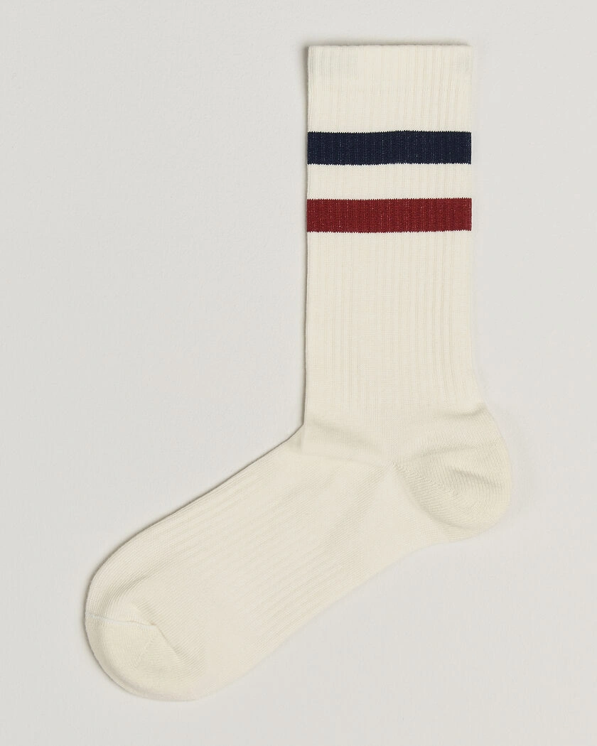 Sweyd Two Stripe Cotton Socks Navy/Red/White – Hvit