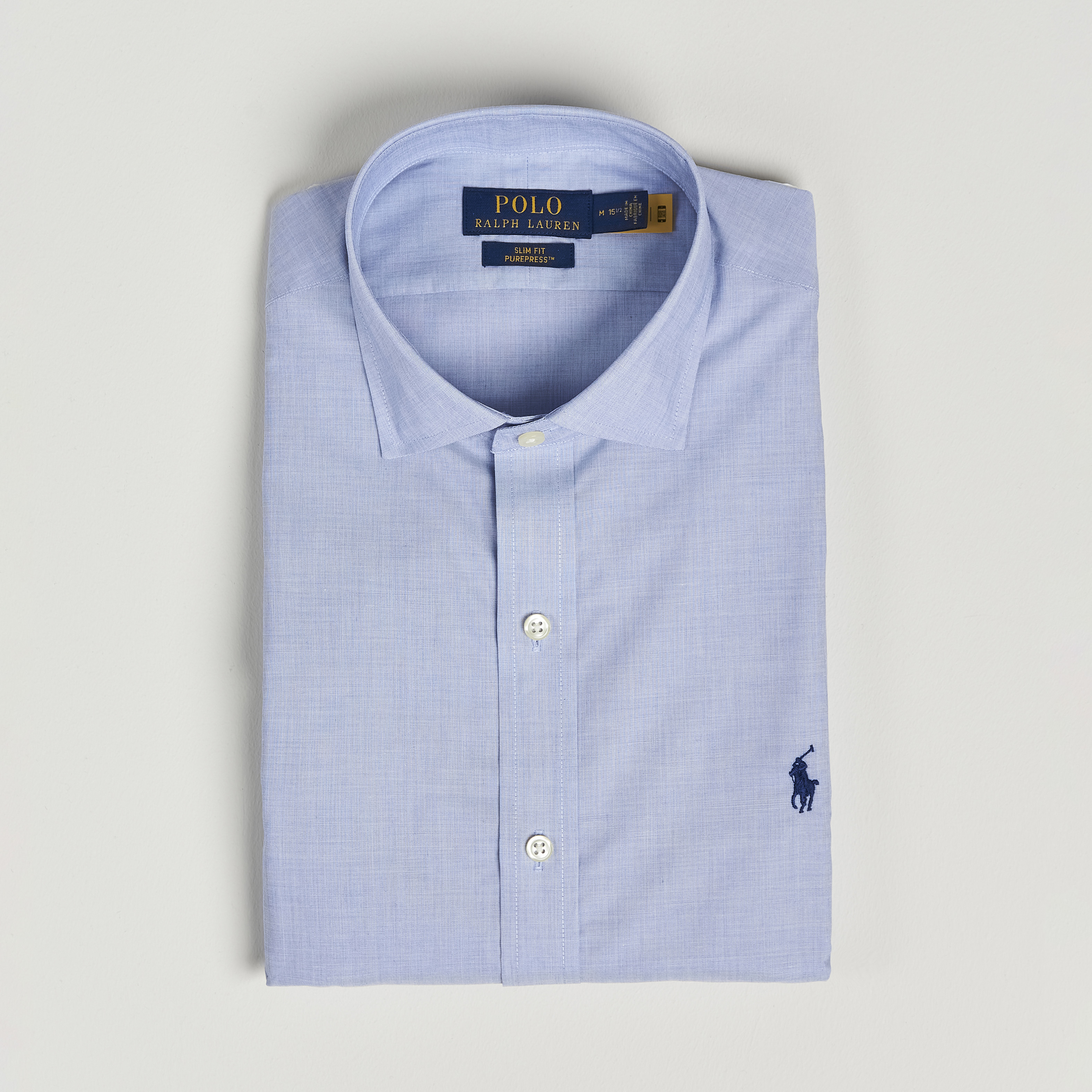 Polo Ralph Lauren Slim Fit Poplin Cut Away Dress Shirt Light Blue hos CareO