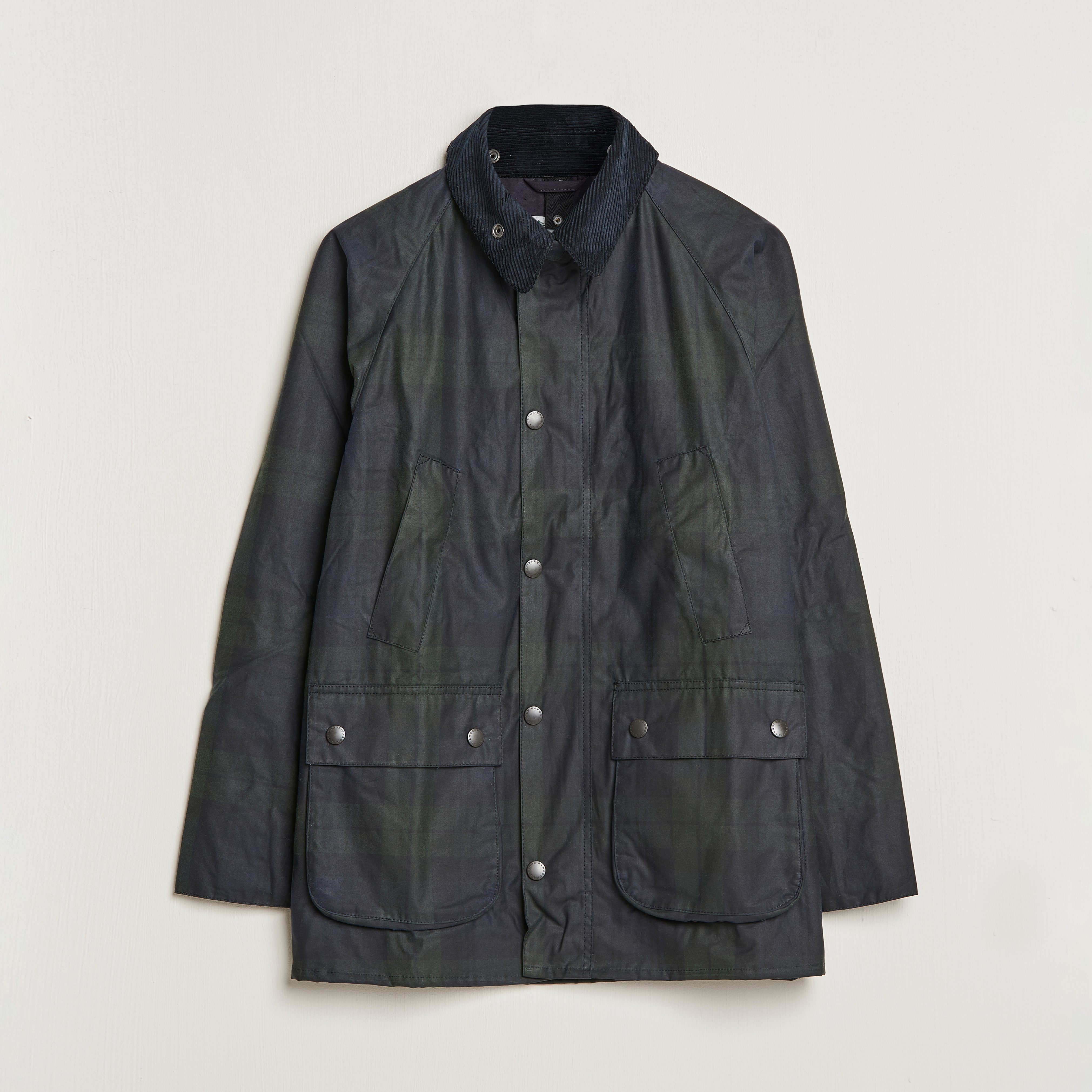 Barbour White Label Bedale Slim Blackwatch Jacket Navy hos CareOfCarl.no