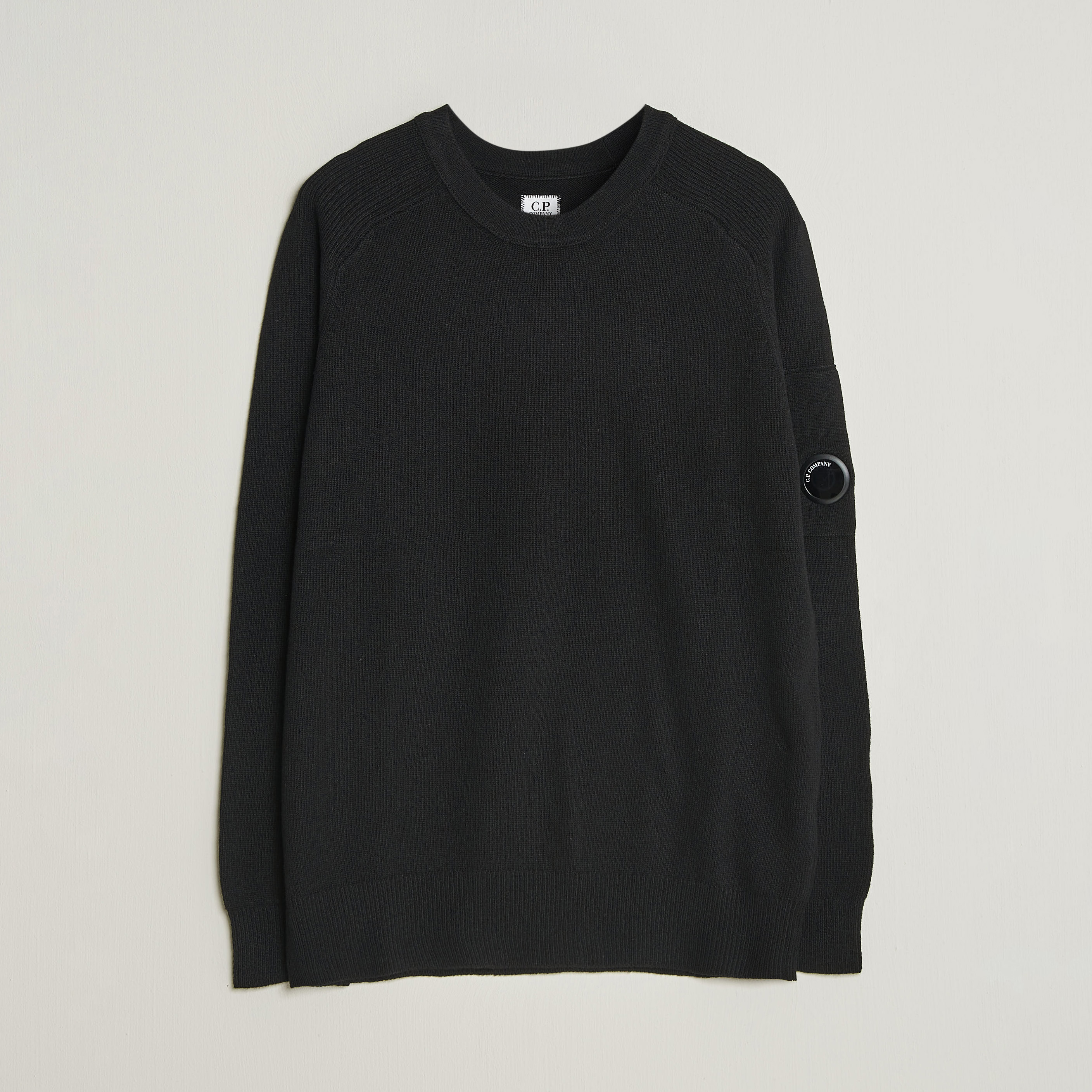 C.P. Company Knitted Lambswool Crew Neck Black – Svart