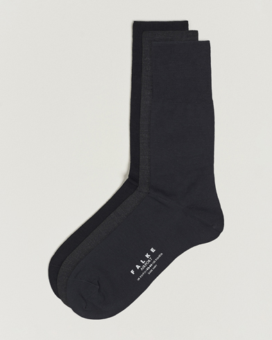 Herre | Vanlige sokker | Falke | 3-Pack Airport Socks Dark Navy/Black/Anthracite