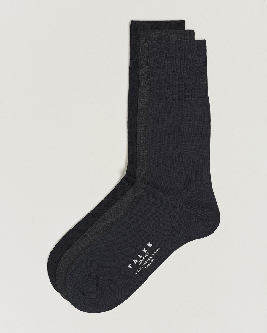 3-Pack Airport Socks Dark Navy/Black/Anthracite – Blå
