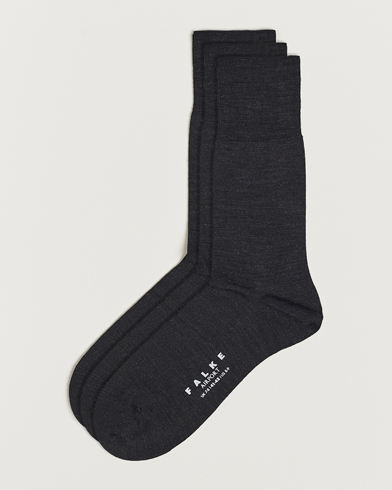 Herre | Gamle produktbilder | Falke | 3-pack Airport Socks Anthracite Melange