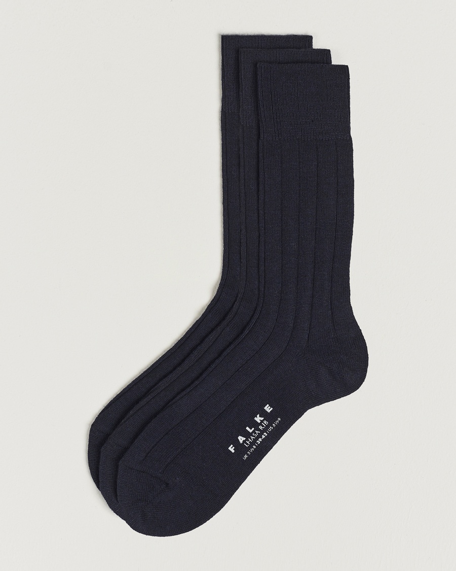 Falke 3-Pack Lhasa Cashmere Socks Dark Navy – Blå
