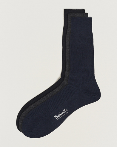 Herre | Avdelinger | Pantherella | 3-Pack Naish Merino/Nylon Sock Navy/Black/Charcoal
