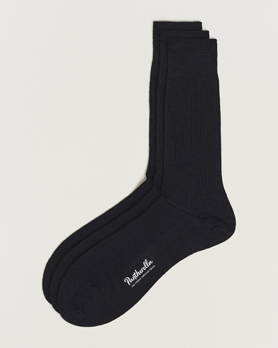 Herre | Vanlige sokker | Pantherella | 3-Pack Naish Merino/Nylon Sock Black