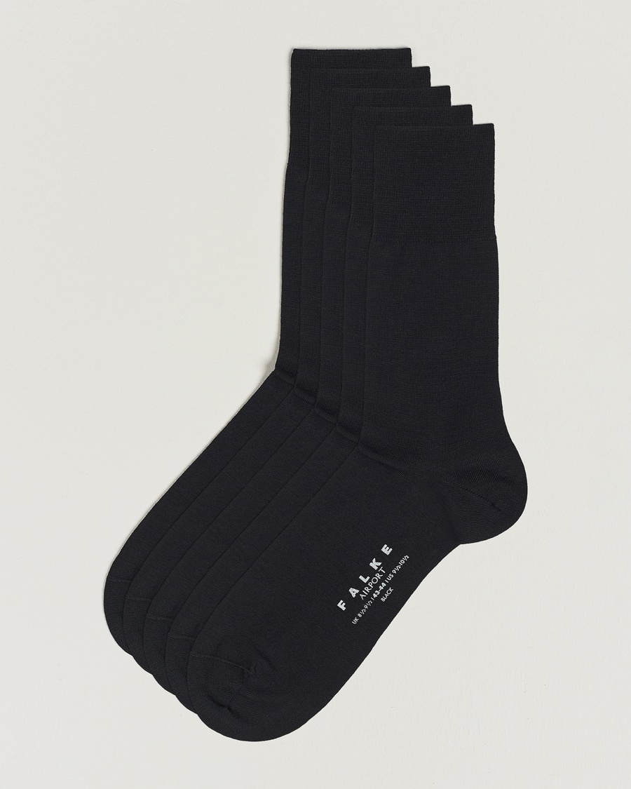 Herre | Sokker | Falke | 5-Pack Airport Socks Black
