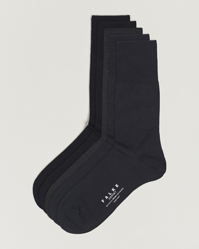 Herre | Falke | Falke | 5-Pack Airport Socks Black/Dark Navy/Anthracite Melange