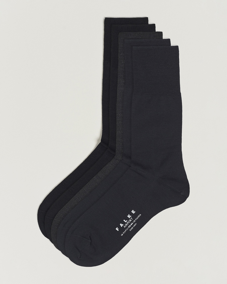 Herre | Vanlige sokker | Falke | 5-Pack Airport Socks Black/Dark Navy/Anthracite Melange