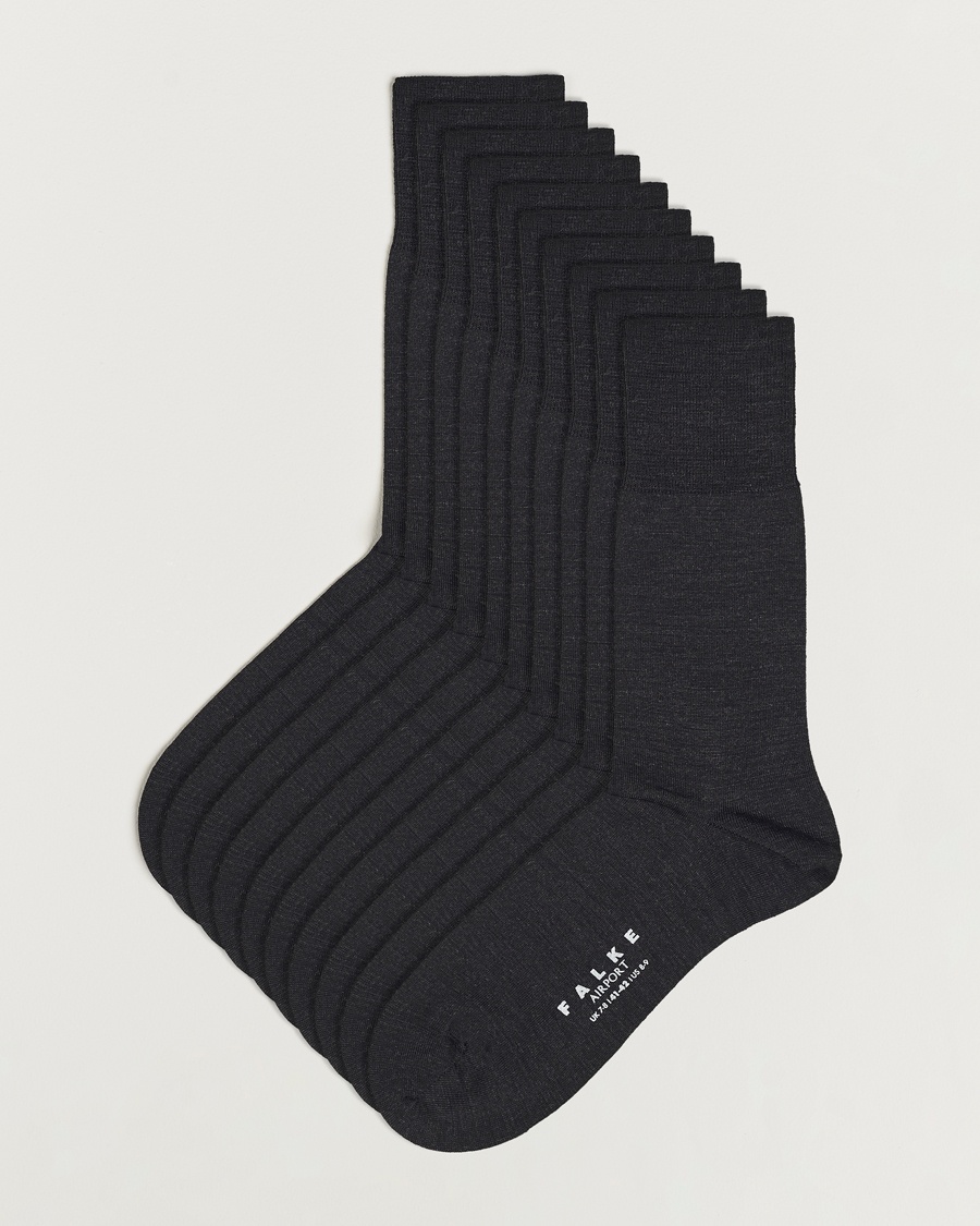 Herre | Falke | Falke | 10-Pack Airport Socks Anthracite Melange