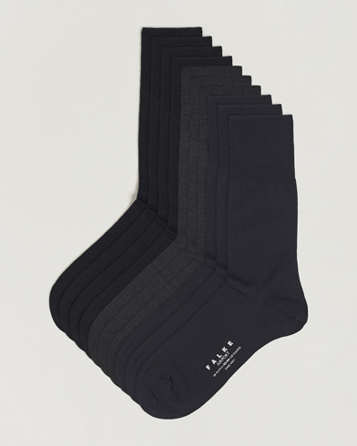 Herre | Vanlige sokker | Falke | 10-Pack Airport Socks Black/Dark Navy/Anthracite Melange