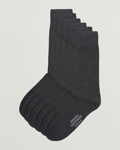 Herre | Vanlige sokker | Amanda Christensen | 6-Pack True Cotton Socks Antrachite Melange