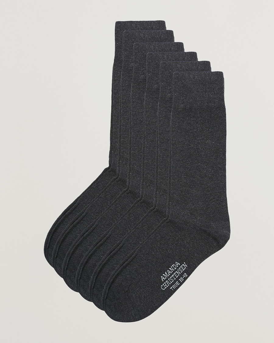 Herre | Klær | Amanda Christensen | 6-Pack True Cotton Socks Antrachite Melange
