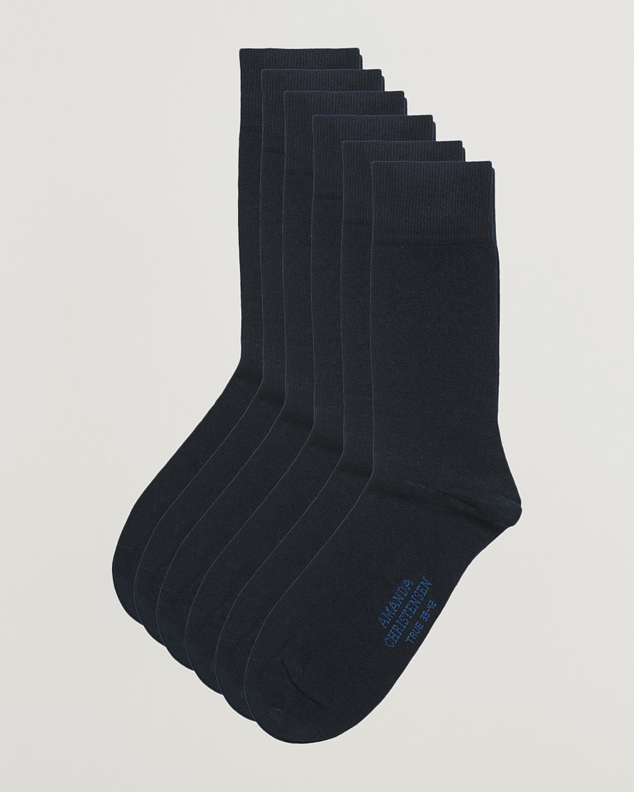 Amanda Christensen 6-Pack True Cotton Socks Dark Navy – Blå