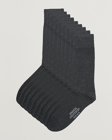 Herre | Amanda Christensen | Amanda Christensen | 9-Pack True Cotton Socks Antrachite Melange