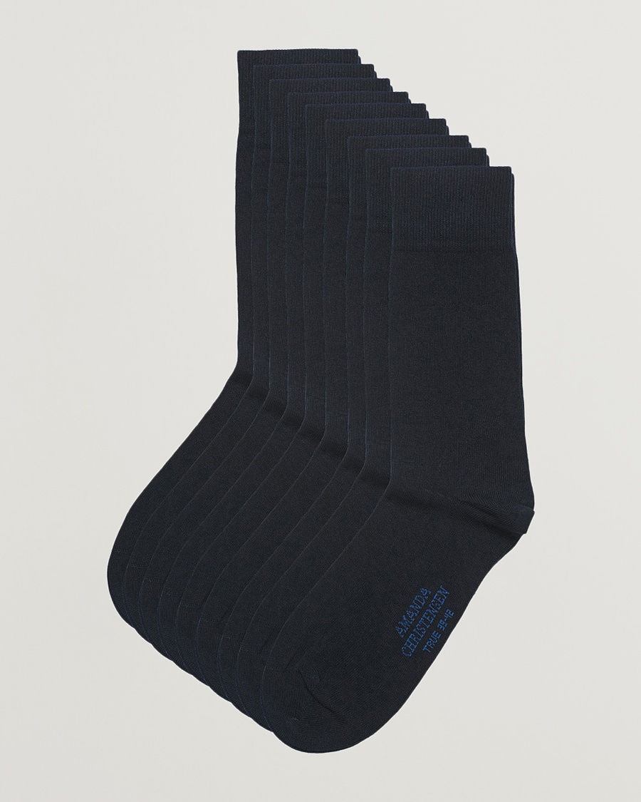 9-Pack True Cotton Socks Dark Navy – Blå