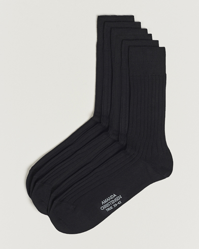 Herre | Undertøy | Amanda Christensen | 6-Pack True Cotton Ribbed Socks Black