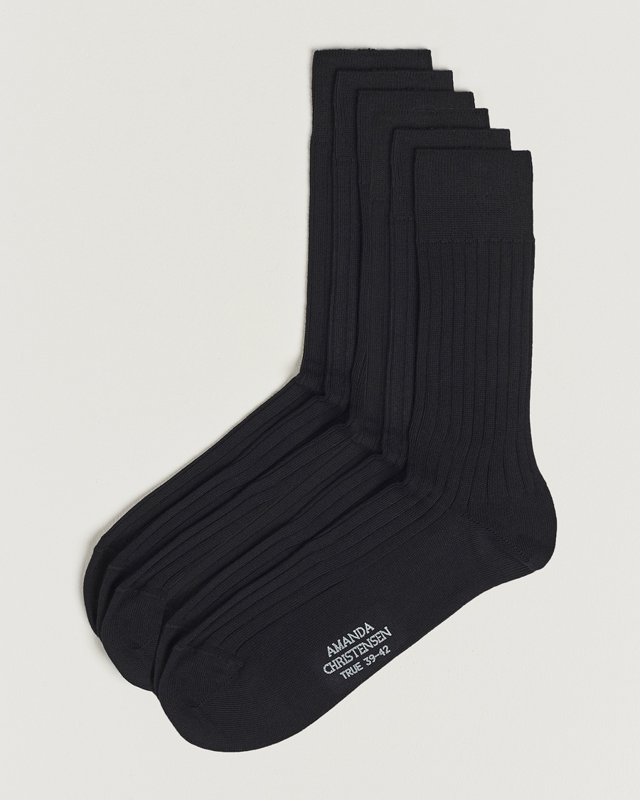 Herre | Klær | Amanda Christensen | 6-Pack True Cotton Ribbed Socks Black