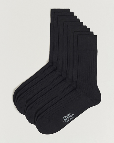 9-Pack True Cotton Ribbed Socks Black