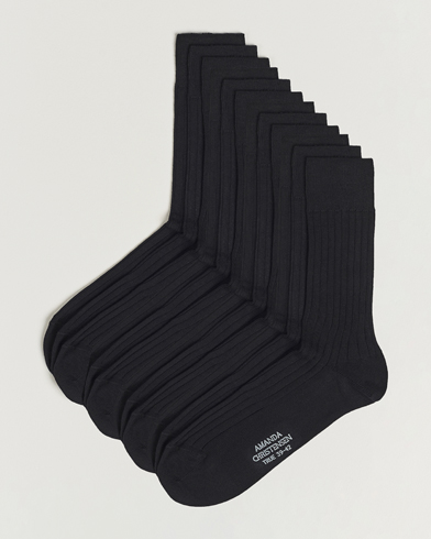 Herre | Undertøy | Amanda Christensen | 12-Pack True Cotton Ribbed Socks Black