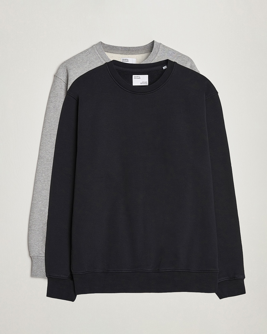Colorful Standard 2-Pack Classic Organic Crew Neck Sweat Heather Grey/Deep Black – Svart