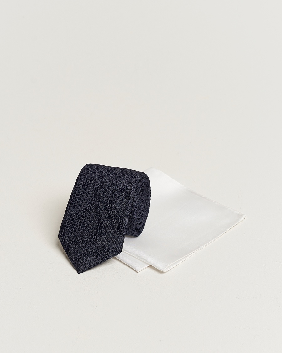 Amanda Christensen Set Tie Navy & Handkercheif White – Blå
