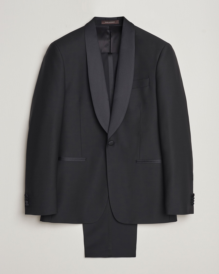 Herre | Smoking | Oscar Jacobson | Figaro/Denz Straight Wool Tuxedo Suit Black