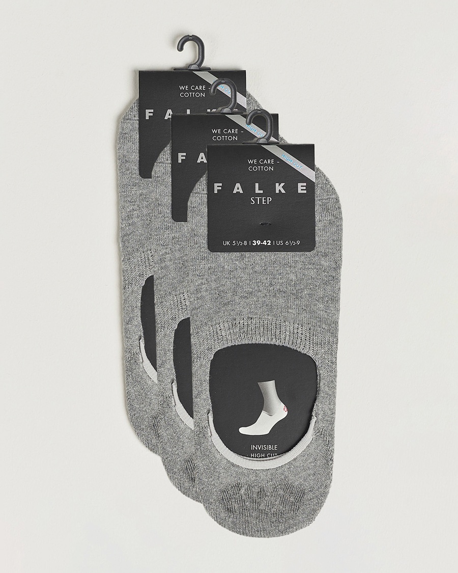 Herre | Sokker | Falke | 3-pack Casual High Cut Sneaker Socks Light Grey Melange