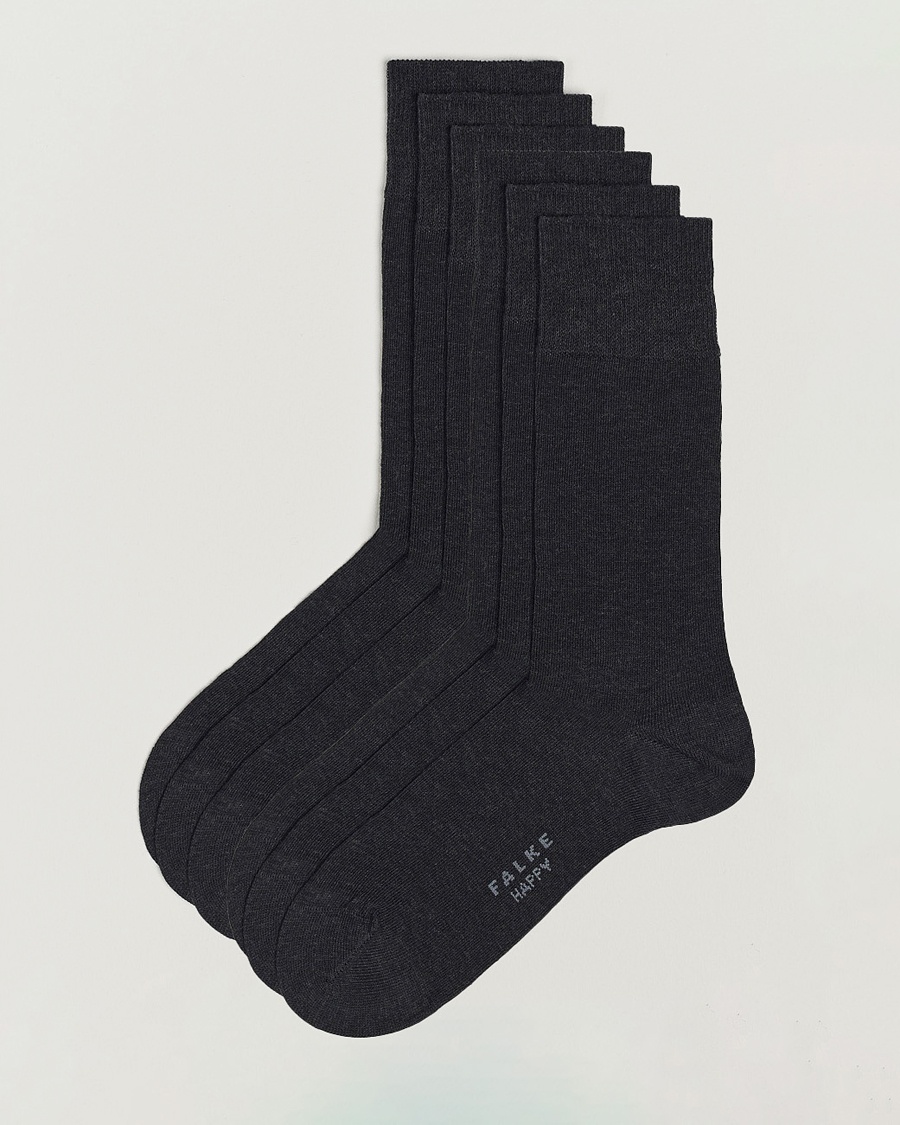 Herre | Sokker | Falke | 6-pack Happy Cotton Socks Anthracite Melange