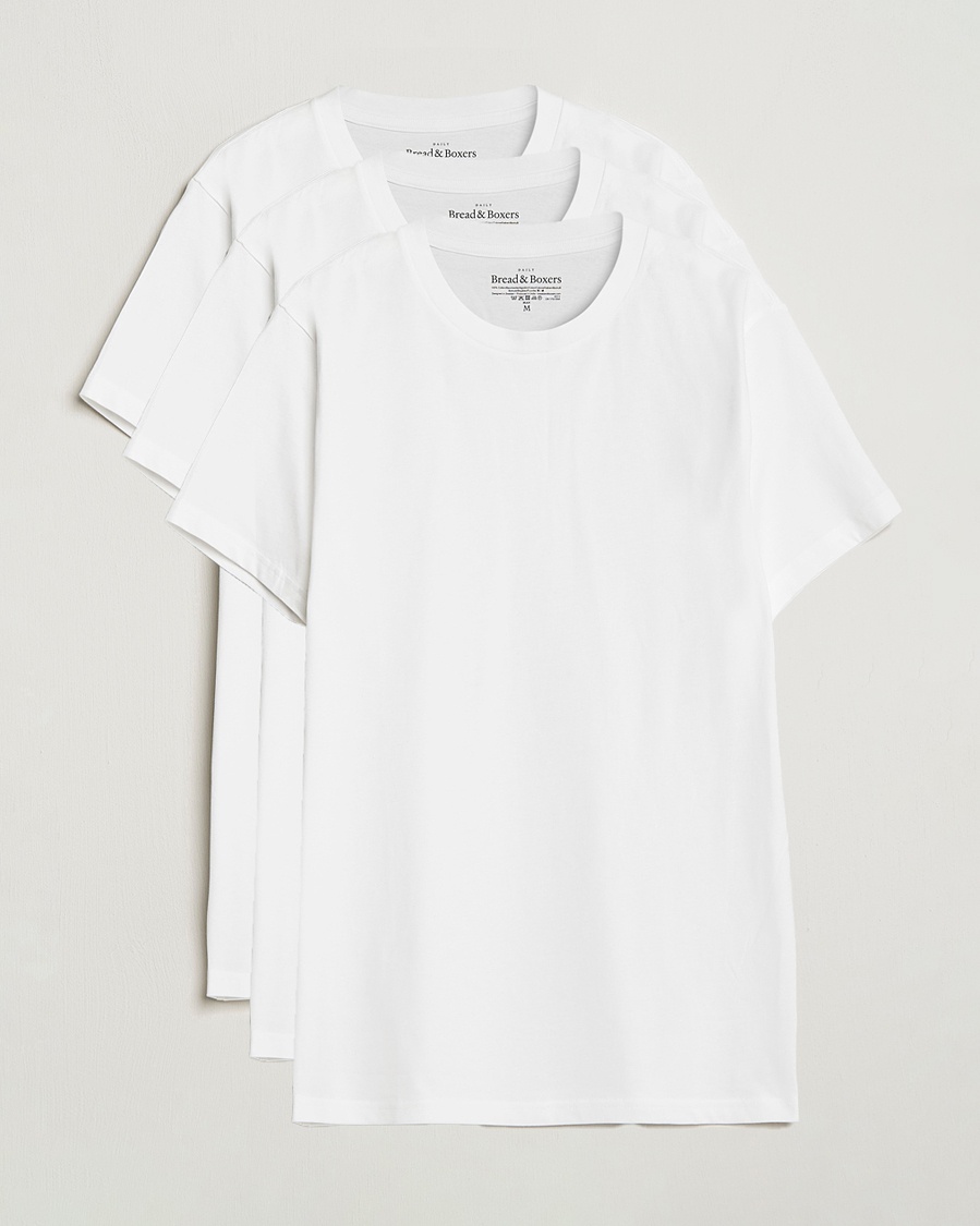 Herre | Klær | Bread & Boxers | 3-pack Crew Neck Regular T-Shirt White