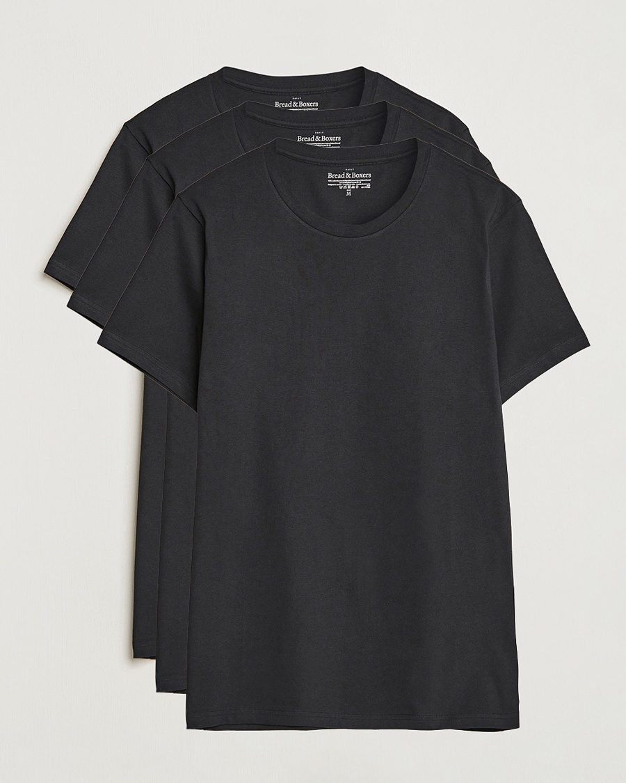 Herre | Klær | Bread & Boxers | 3-pack Crew Neck Regular T-Shirt Black