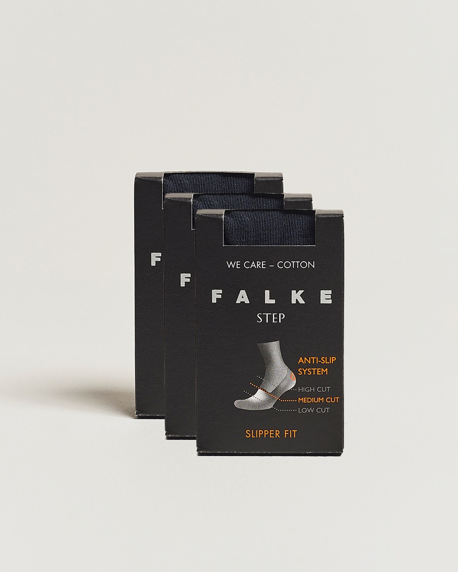 Herre | Sokker | Falke | 3-pack Step In Box Loafer Socks Navy